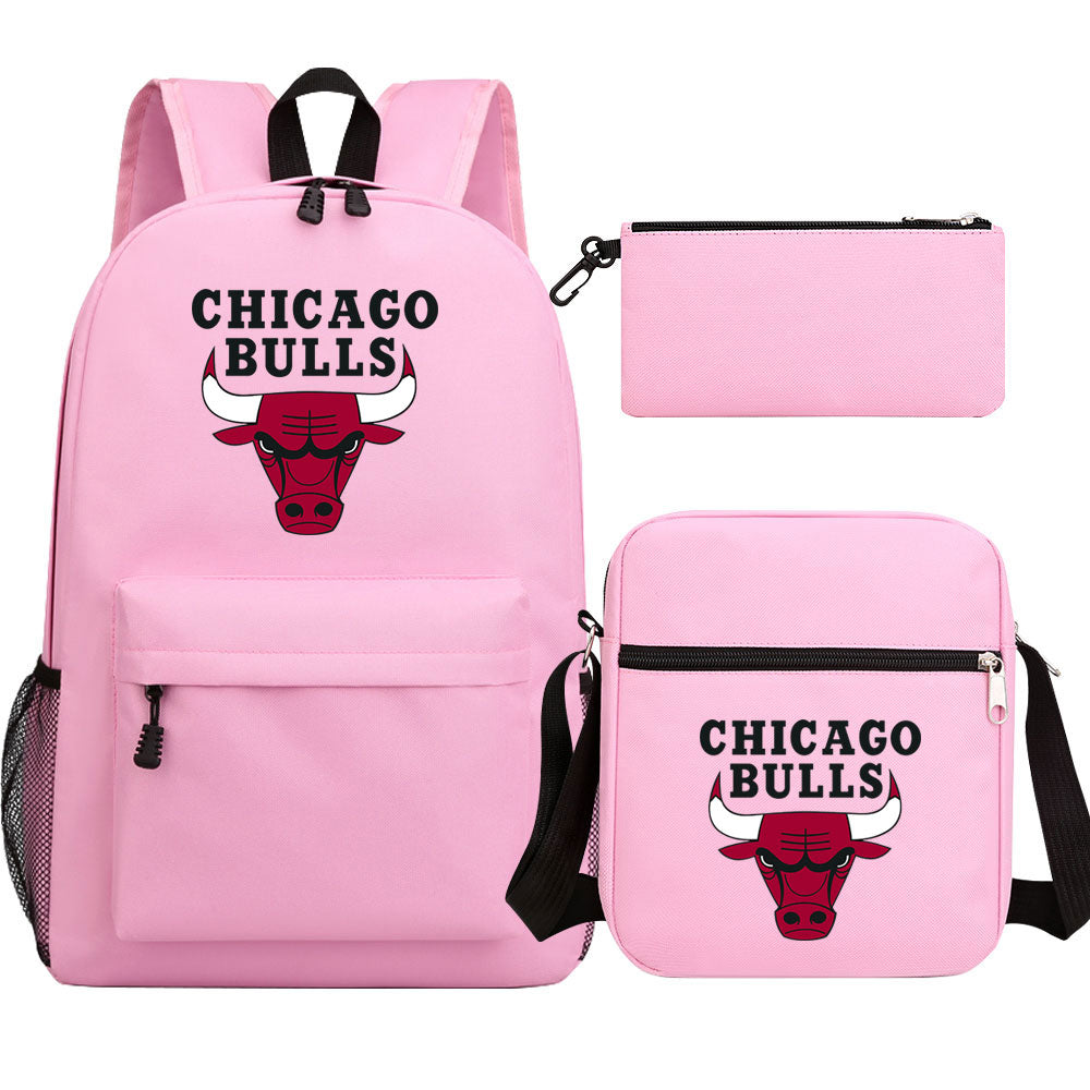 Chicago Bulls Basketball School Backpack Shoulder Bag Pencil Bags 3pcs Set