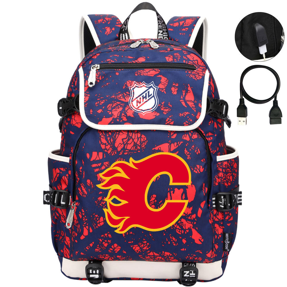 Calgary Flames Hockey League Backpack School Notebook Travel Bag