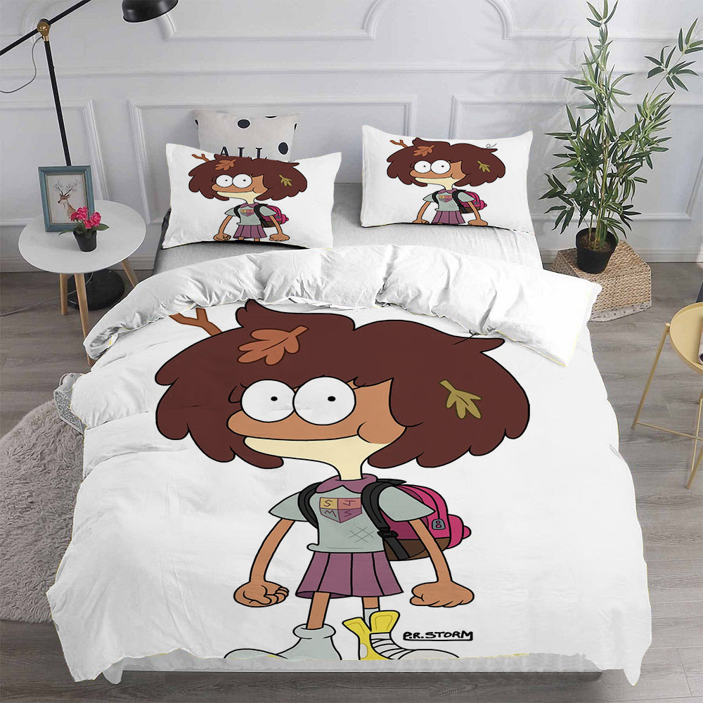 Amphibia Teen Girl in a Frog World Cosplay Bedding Set Duvet Cover Pillowcases Halloween Home Decor