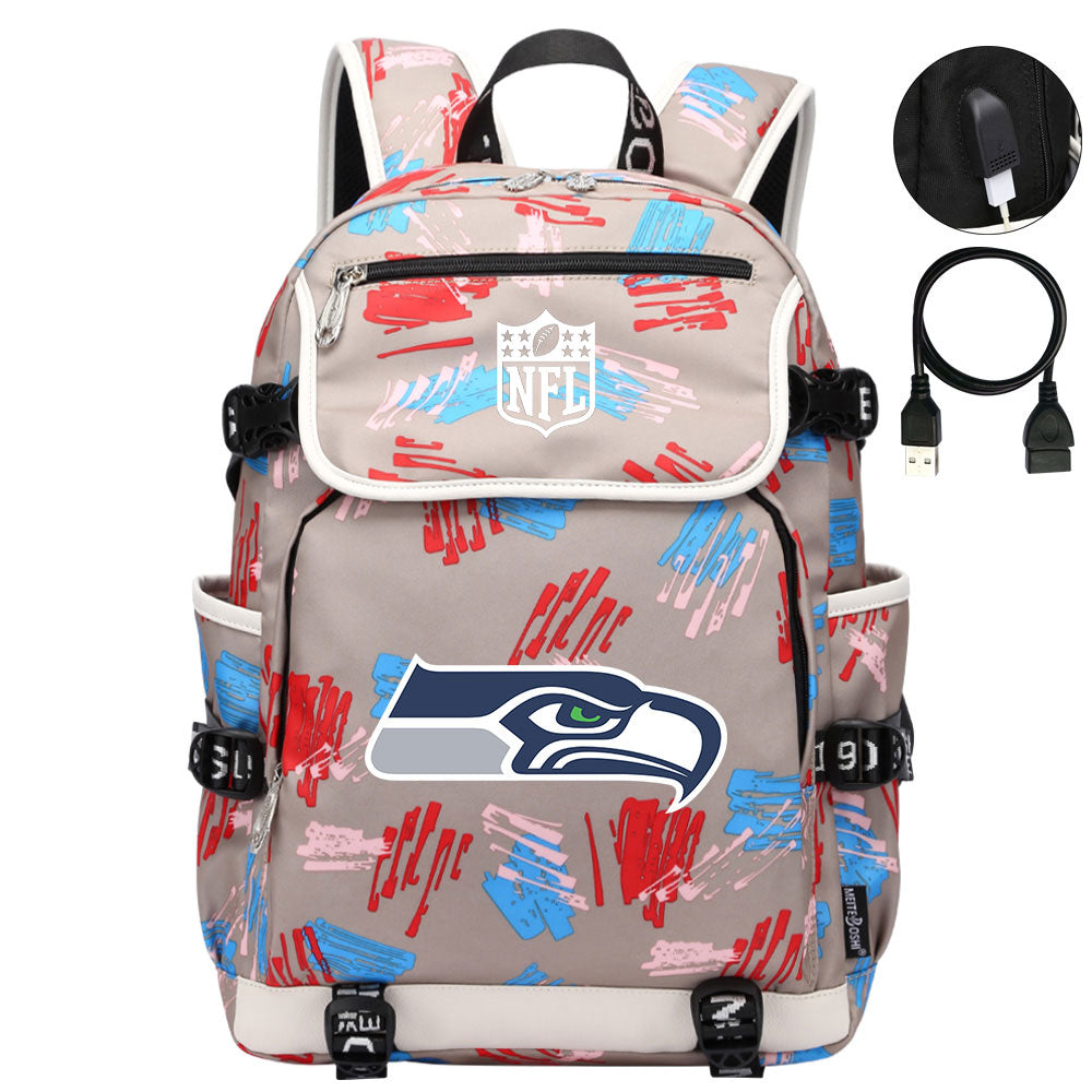 Seattle Seahawks Football Rugby Backpack School Notebook Travel Bags