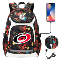 Carolina Hurricanes Hockey League Backpack School Notebook Travel Bags With USB