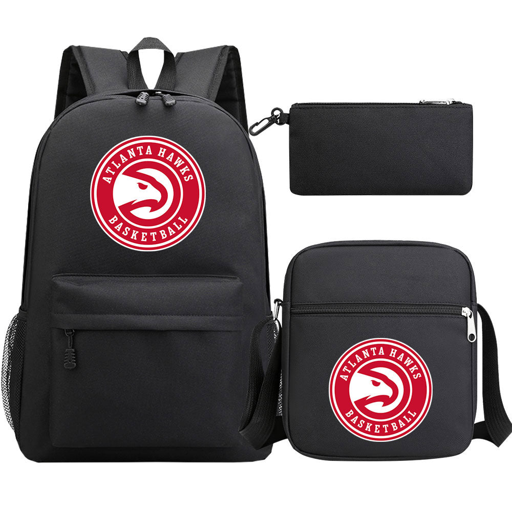 Atlanta Hawks Basketball School Backpack Shoulder Bag Pencil Bags 3pcs Set