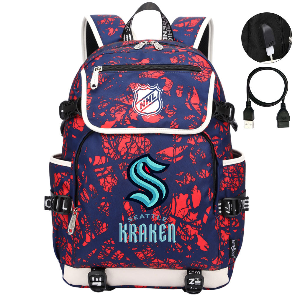 Seattle Kraken Hockey League Backpack School Notebook Travel Bags