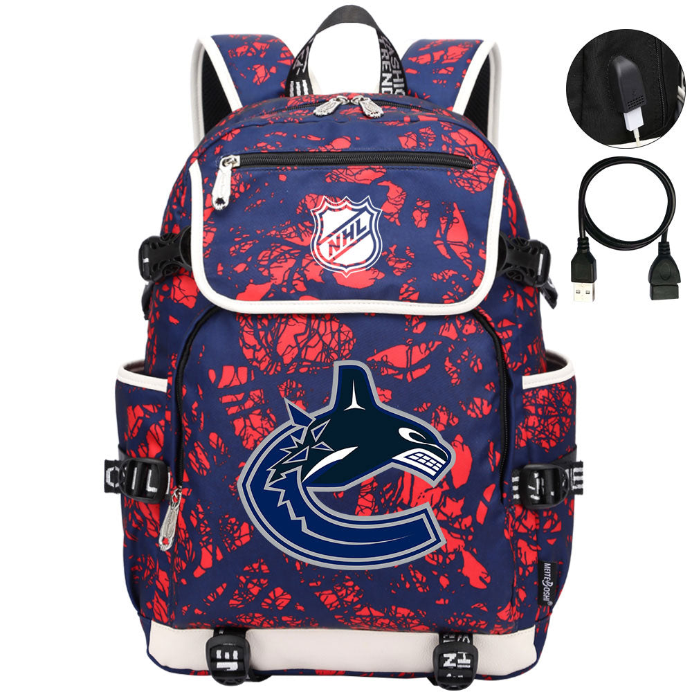 Vancouver Canucks Hockey League Backpack School Notebook Travel Bag