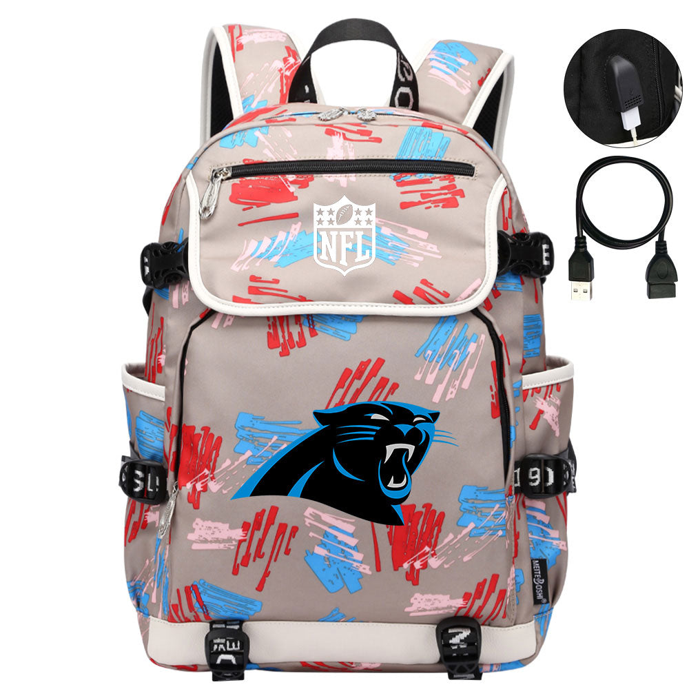 Carolina Panthers Football Team Rugby Backpack School Notebook Travel Bag