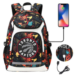 Toronto Raptors Backpack School Notebook Travel Bags With USB