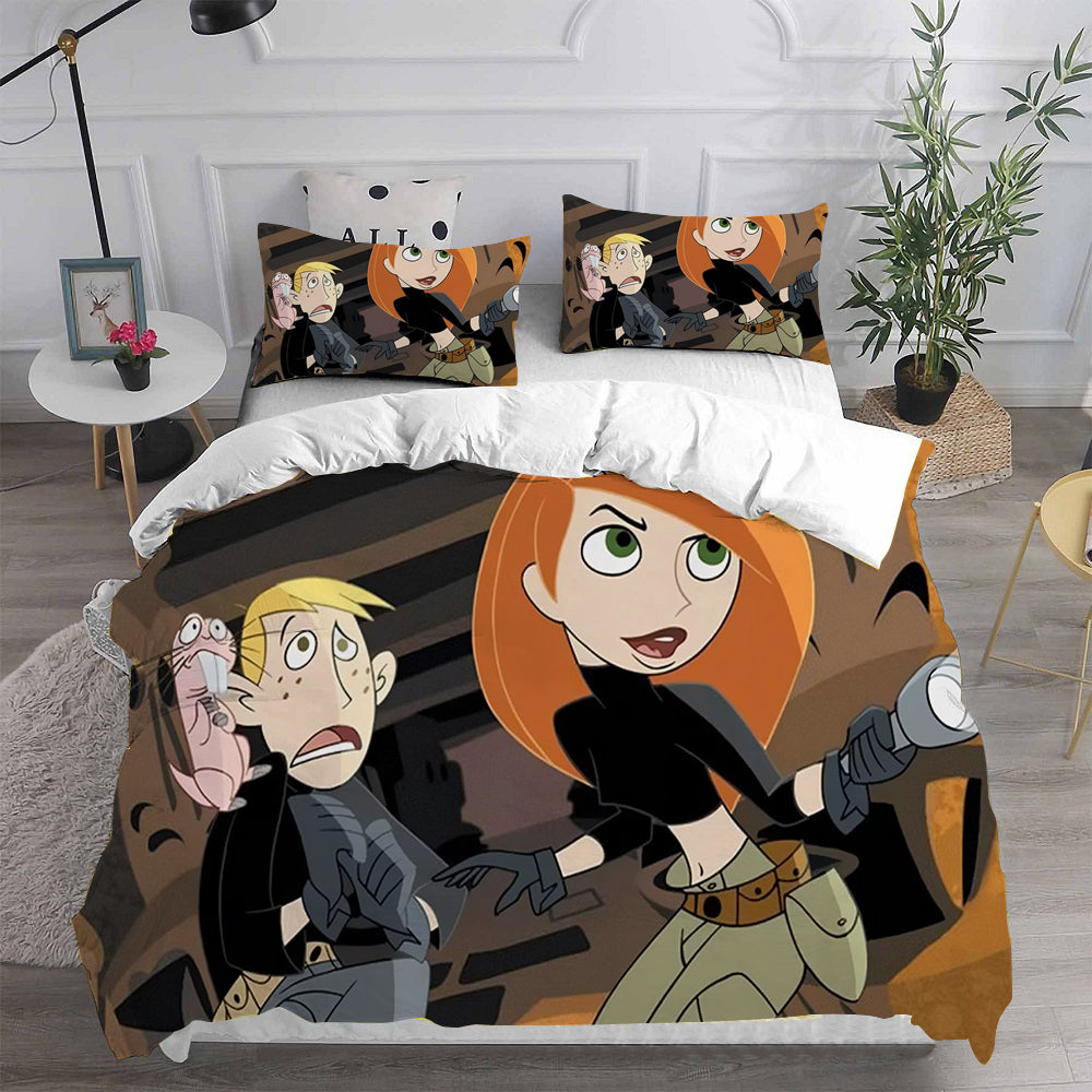 Kim Possible Cosplay Bedding Set Duvet Cover Pillowcases Halloween Home Decor