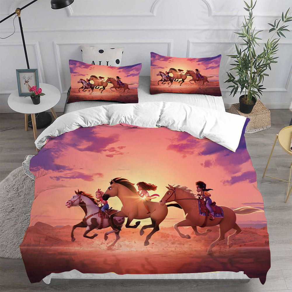 Spirit Untamed Cosplay Bedding Set Duvet Cover Pillowcases Halloween Home Decor