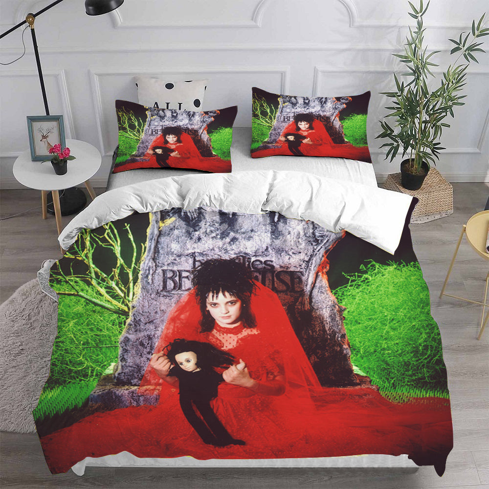 Beetlejuice Cosplay Bedding Set Duvet Cover Pillowcases Halloween Home Decor