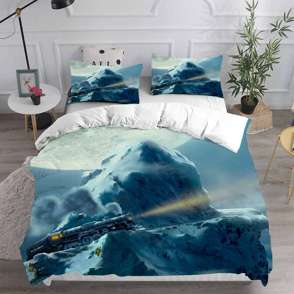 The Polar Express Cosplay Bedding Set Duvet Cover Pillowcases Halloween Home Decor