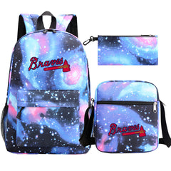 Atlanta Braves Baseball School Backpack Shoulder Bag Pencil Bags 3pcs Set