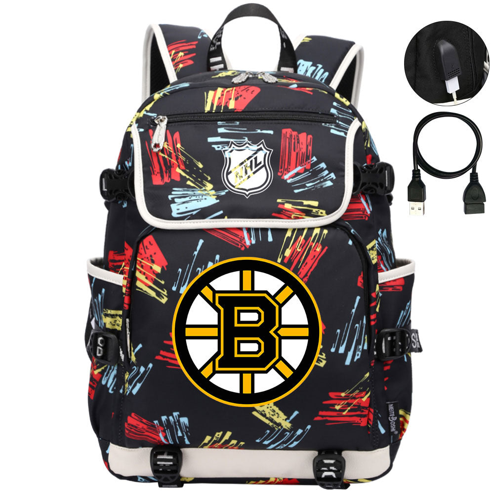 Boston Bruins Hockey League Backpack School Notebook Travel Bags
