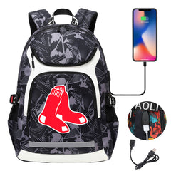 Boston Red Sox Backpack School Notebook Travel Bags With USB