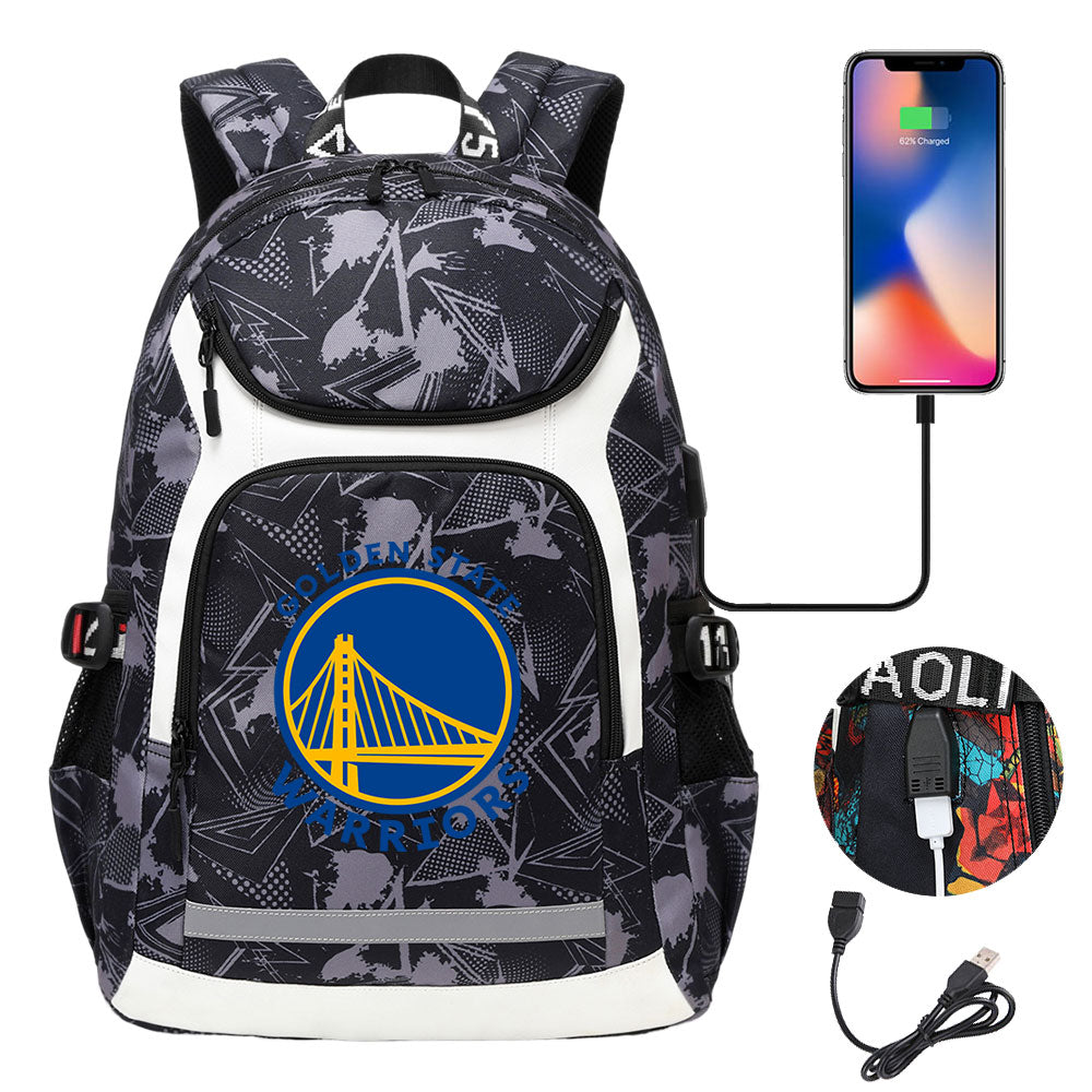 Golden State Warriors Backpack School Notebook Travel Bags With USB