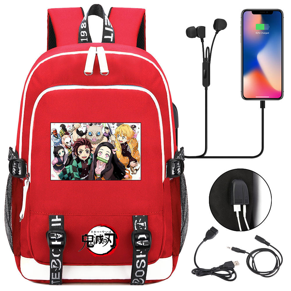 Demon Slayer Kimetsu No Yaiba USB Charging Backpack School Note Book Laptop Travel Bags