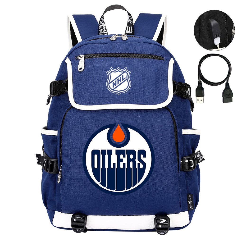 Edmonton Oilers Hockey League Backpack School Notebook Travel Bag