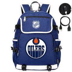 Edmonton Oilers Hockey League Backpack School Notebook Travel Bag