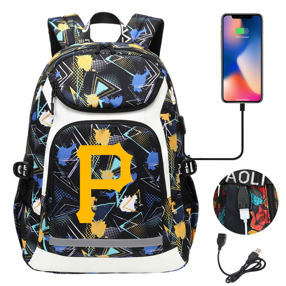 Pittsburgh Pirates Backpack School Notebook Travel Bags With USB