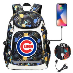 Chicago Cubs Backpack School Notebook Travel Bags With USB