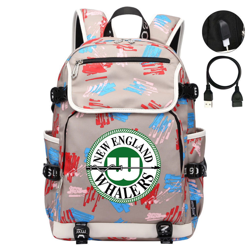 New England Whalers Hockey League Backpack School Notebook Travel Bag