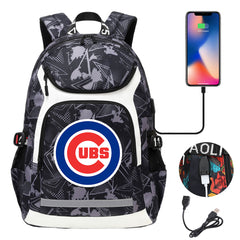 Chicago Cubs Backpack School Notebook Travel Bags With USB
