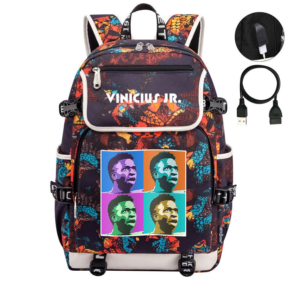 Vinicius Junior FC Backpack School Notebook Travel Bags