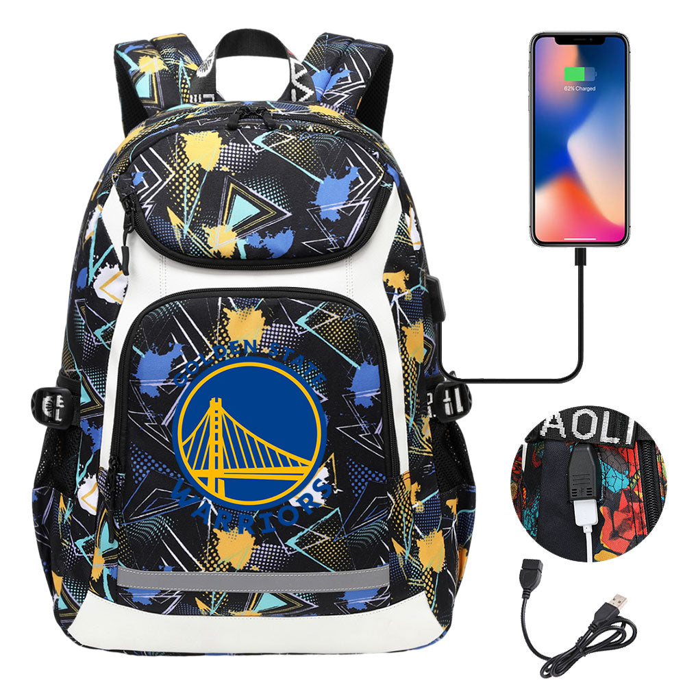Golden State Warriors Backpack School Notebook Travel Bags With USB