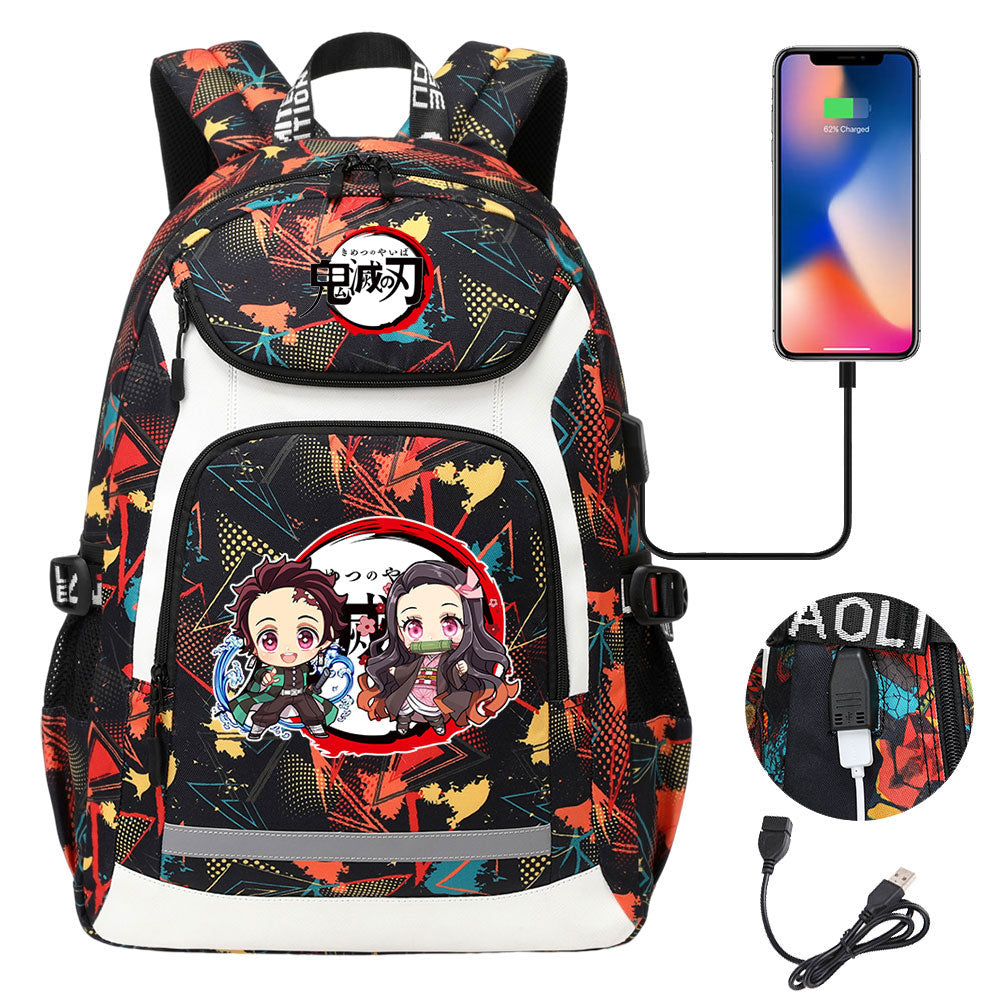 Demon Slayer Kimetsu No Yaiba Backpack School Notebook Travel Bags With USB