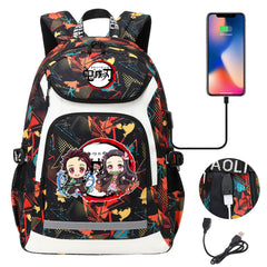 Demon Slayer Kimetsu No Yaiba Backpack School Notebook Travel Bags With USB