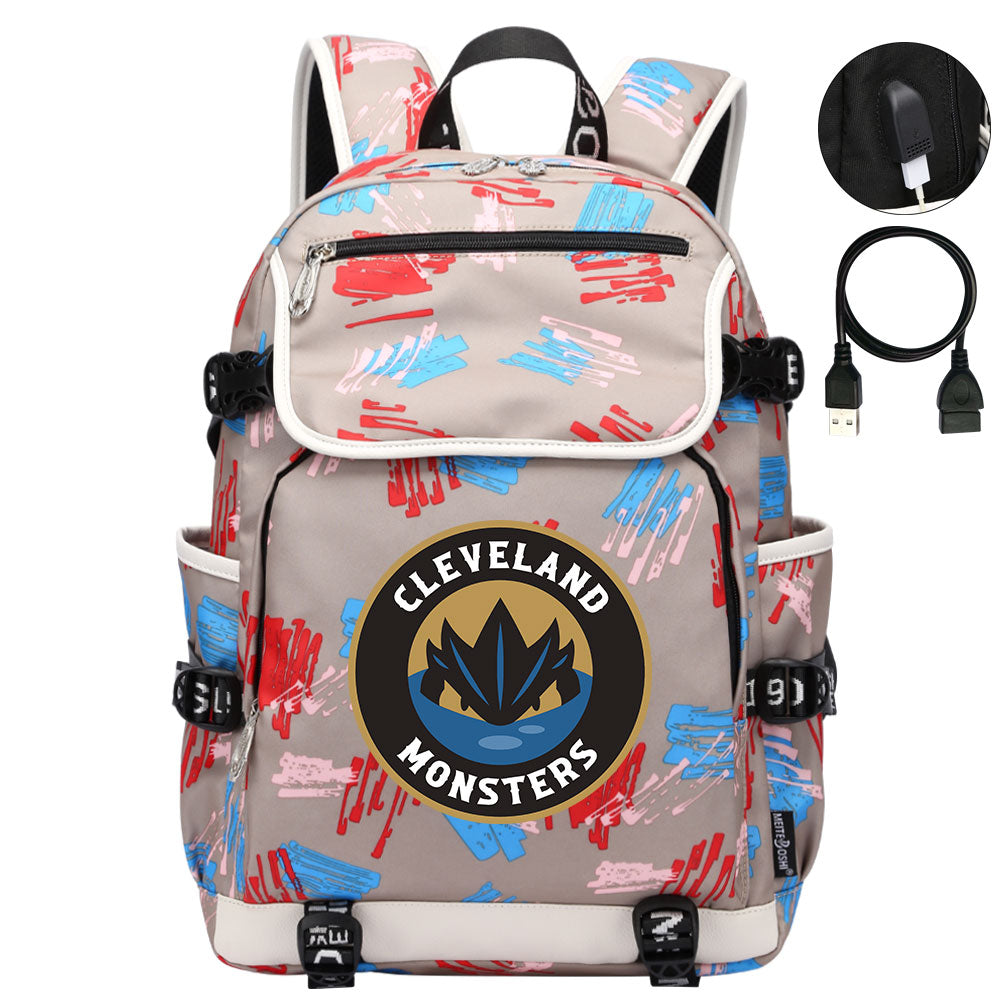 Cleveland Monsters Hockey League Backpack School Notebook Travel Bag