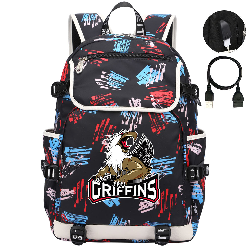 Grand Rapids Griffins Hockey League Backpack School Notebook Travel Bag