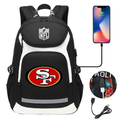 San Francisco 49ers Football Rugby Backpack School Notebook Travel Bags With USB