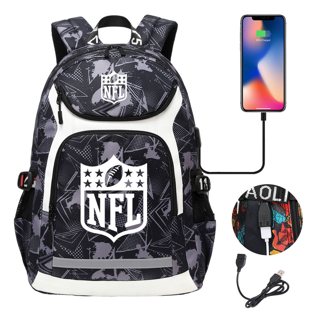 Football Team Rugby  Backpack School Notebook Travel Bags With USB
