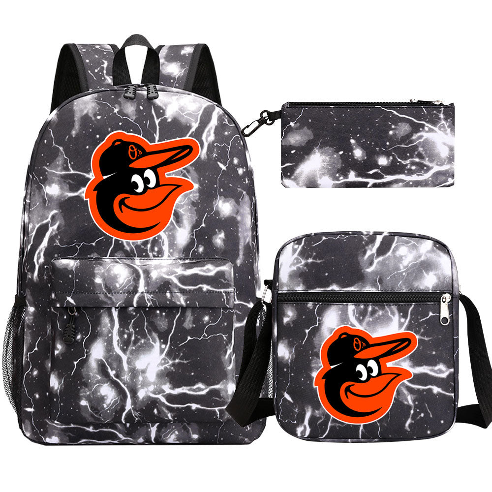 Baltimore Orioles Baseball School Backpack Shoulder Bag Pencil Bags 3pcs Set