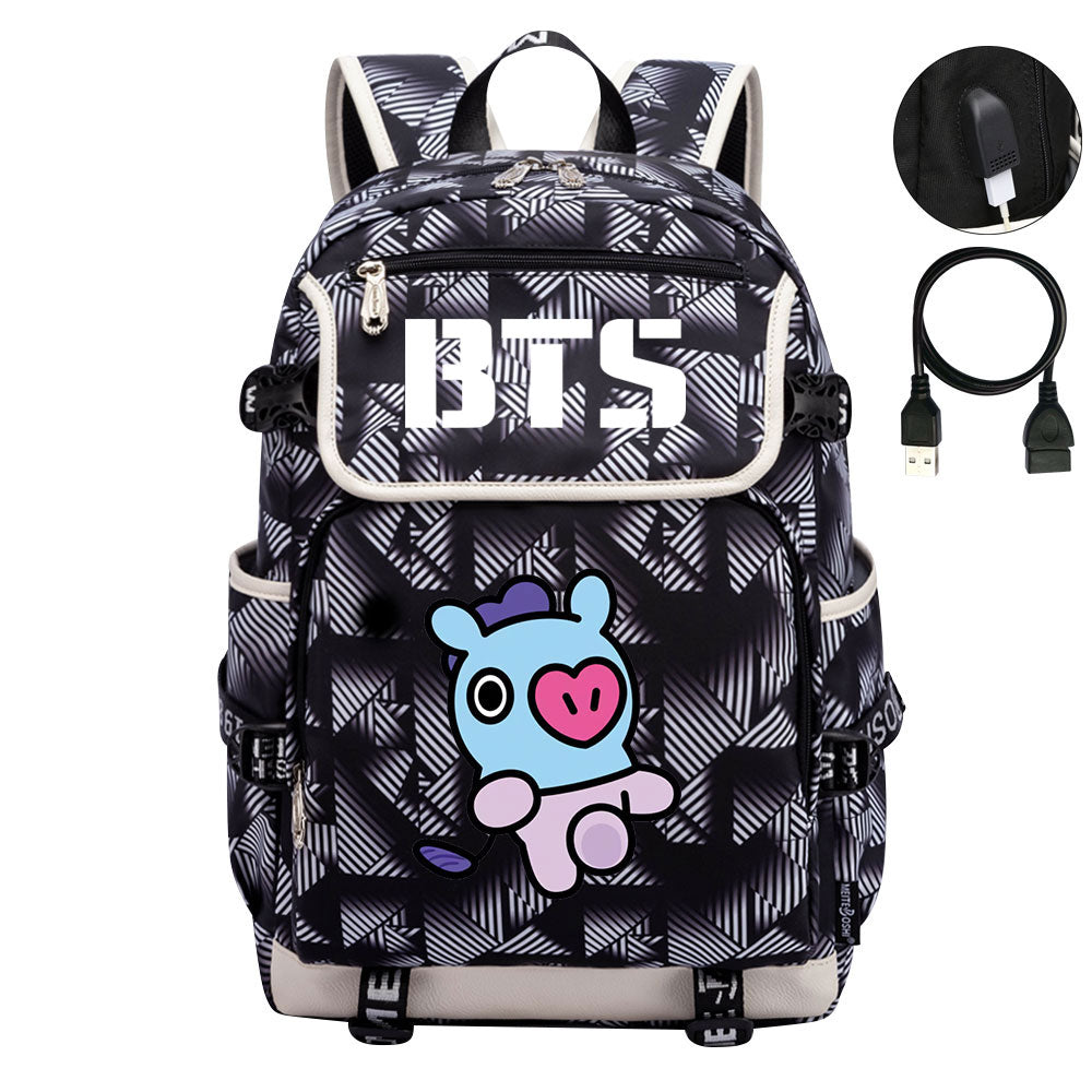 BTS Mang Backpack School Notebook Travel Bags