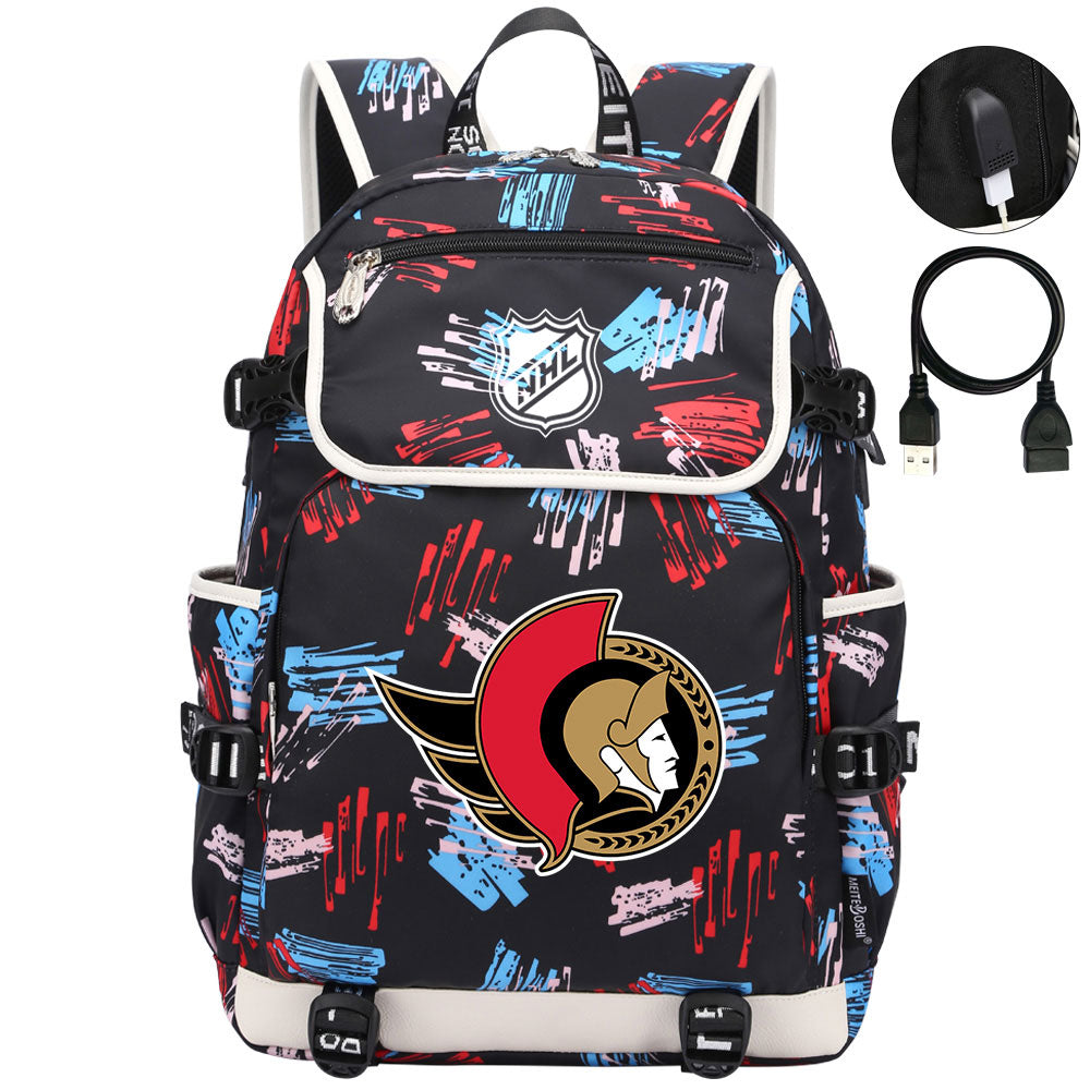 Ottawa Senators Hockey League Backpack School Notebook Travel Bags