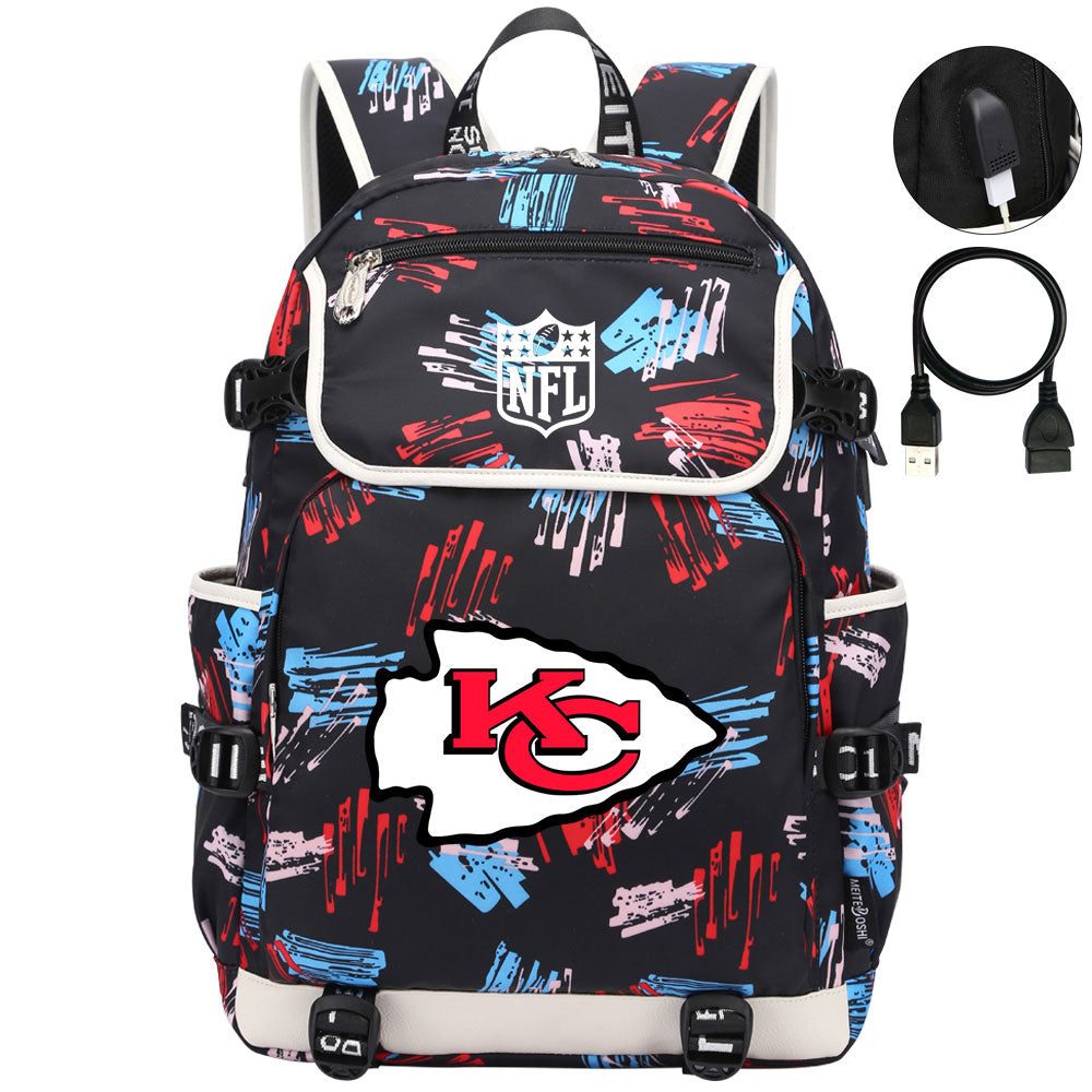 Kansas City Chiefs Football Rugby Backpack School Notebook Travel Bags
