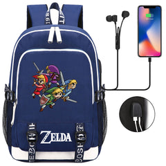Zelda USB Charging Backpack School Note Book Laptop Travel Bags