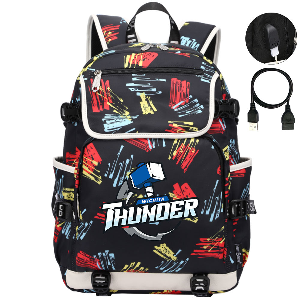 Wichita Thunder Hockey Backpack School Notebook Travel Bag