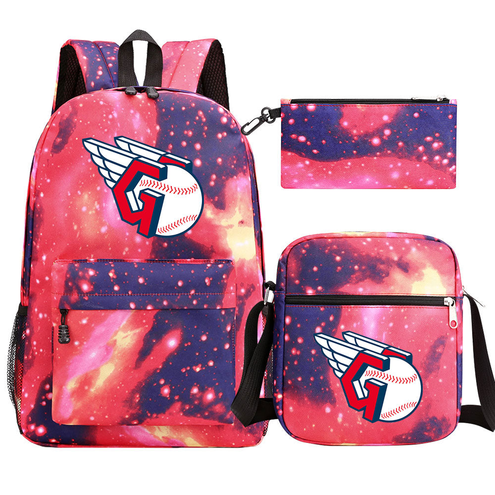 Cleveland Guardians Baseball School Backpack Shoulder Bag Pencil Bags 3pcs Set