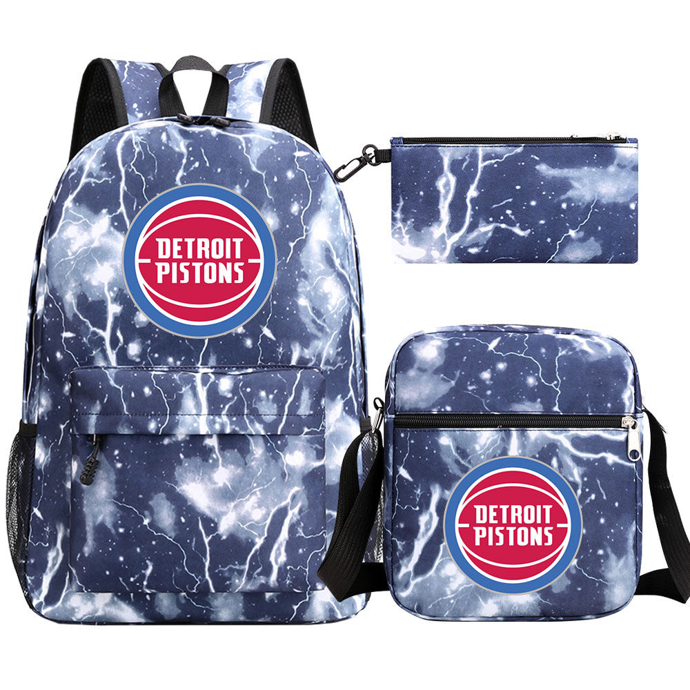 Detroit Pistons Basketball School Backpack Shoulder Bag Pencil Bags 3pcs Set