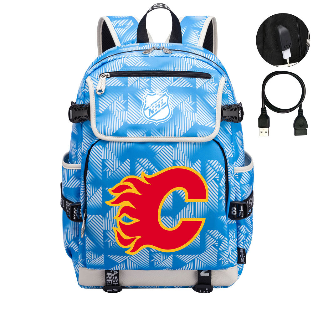Calgary Flames Hockey League Backpack School Notebook Travel Bag