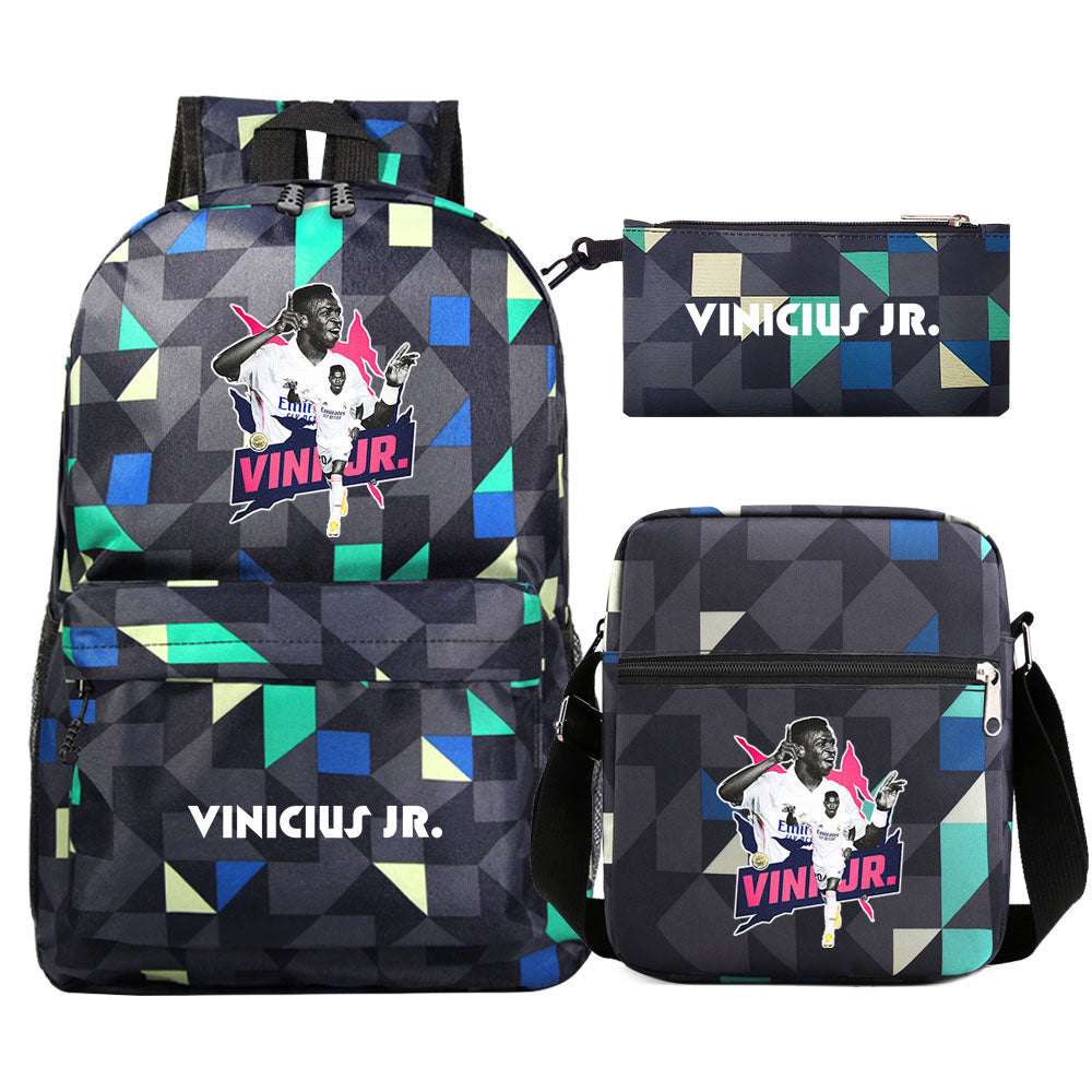 Vinicius Junior Football Player School Backpack Shoulder Bag Pencil Bags 3pcs Set
