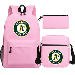 Oakland Athletics Baseball School Backpack Shoulder Bag Pencil Bags 3pcs Set