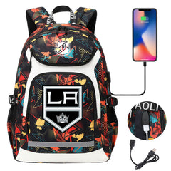 Los Angeles Kings Hockey League Backpack School Notebook Travel Bags With USB