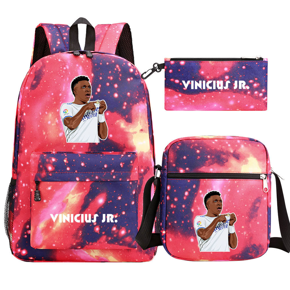 Vinicius Junior Football Player School Backpack Shoulder Bag Pencil Bags 3pcs Set