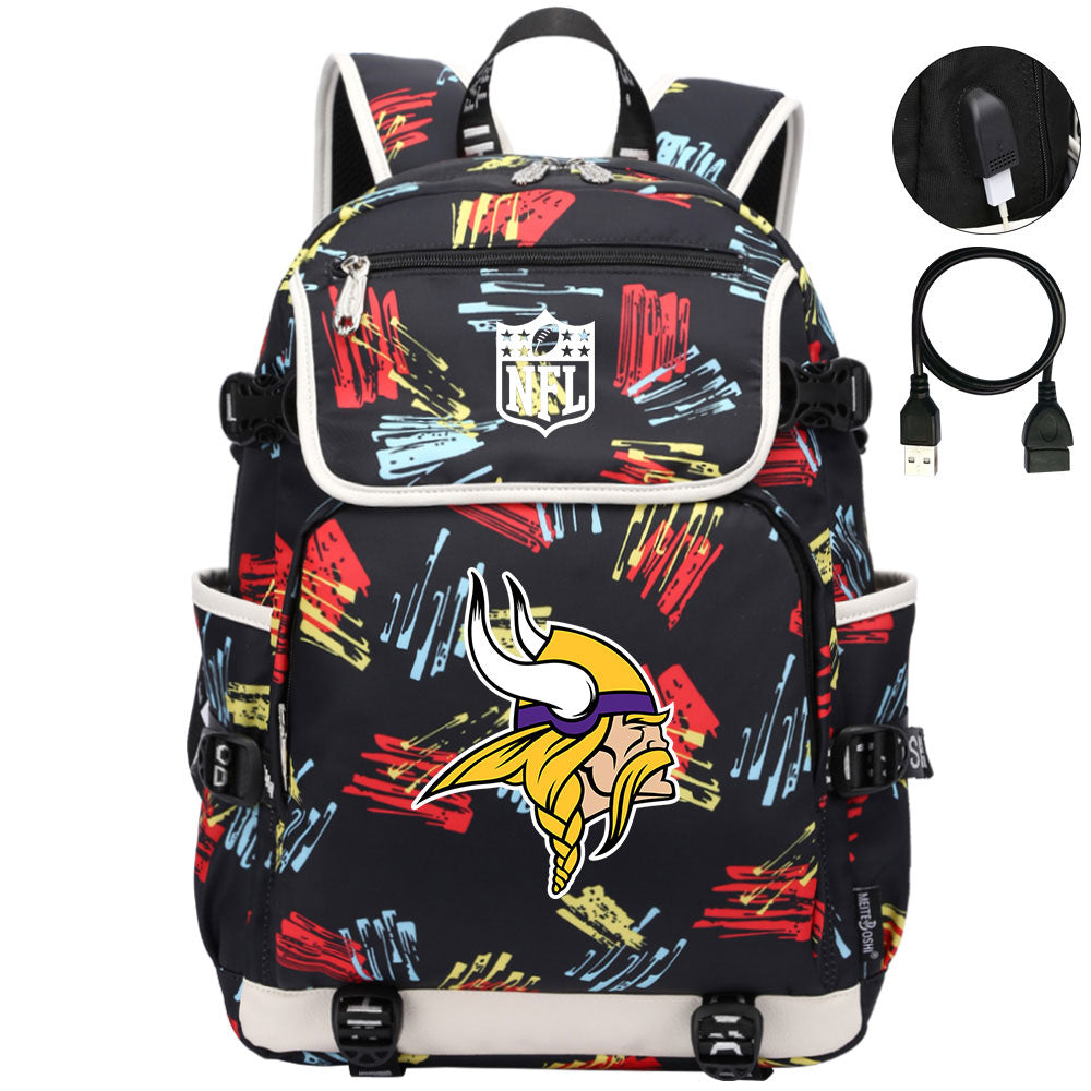 Minnesota Vikings Football Rugby Backpack School Notebook Travel Bags