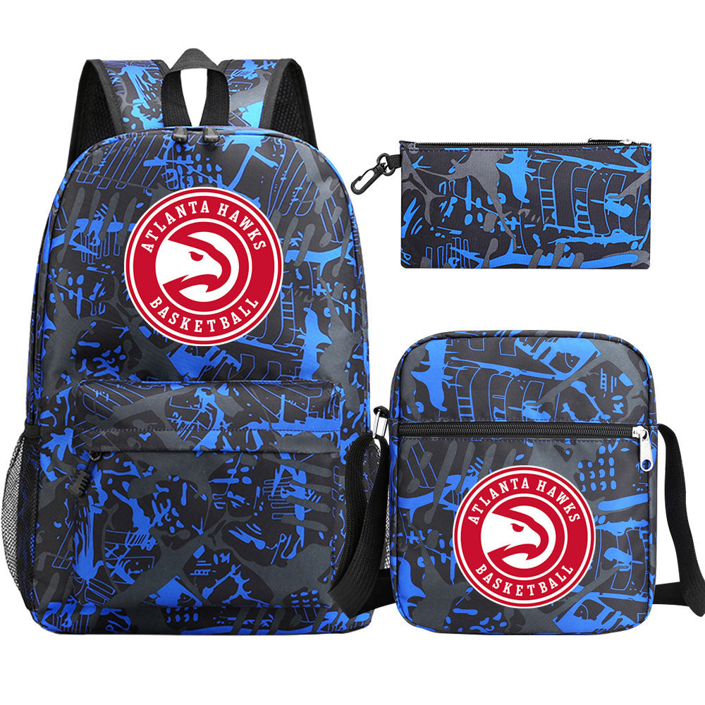 Atlanta Hawks Basketball School Backpack Shoulder Bag Pencil Bags 3pcs Set