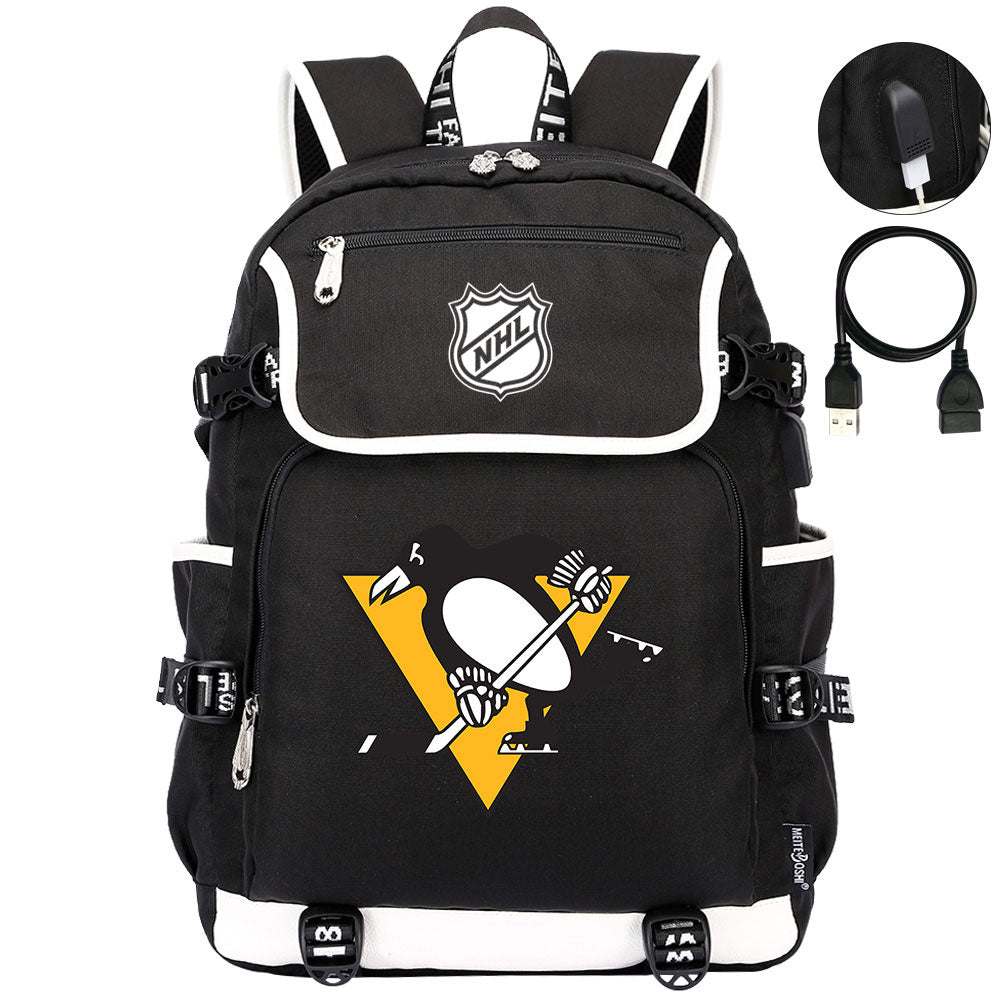 Pittsburgh Penguins Hockey League Backpack School Notebook Travel Bag