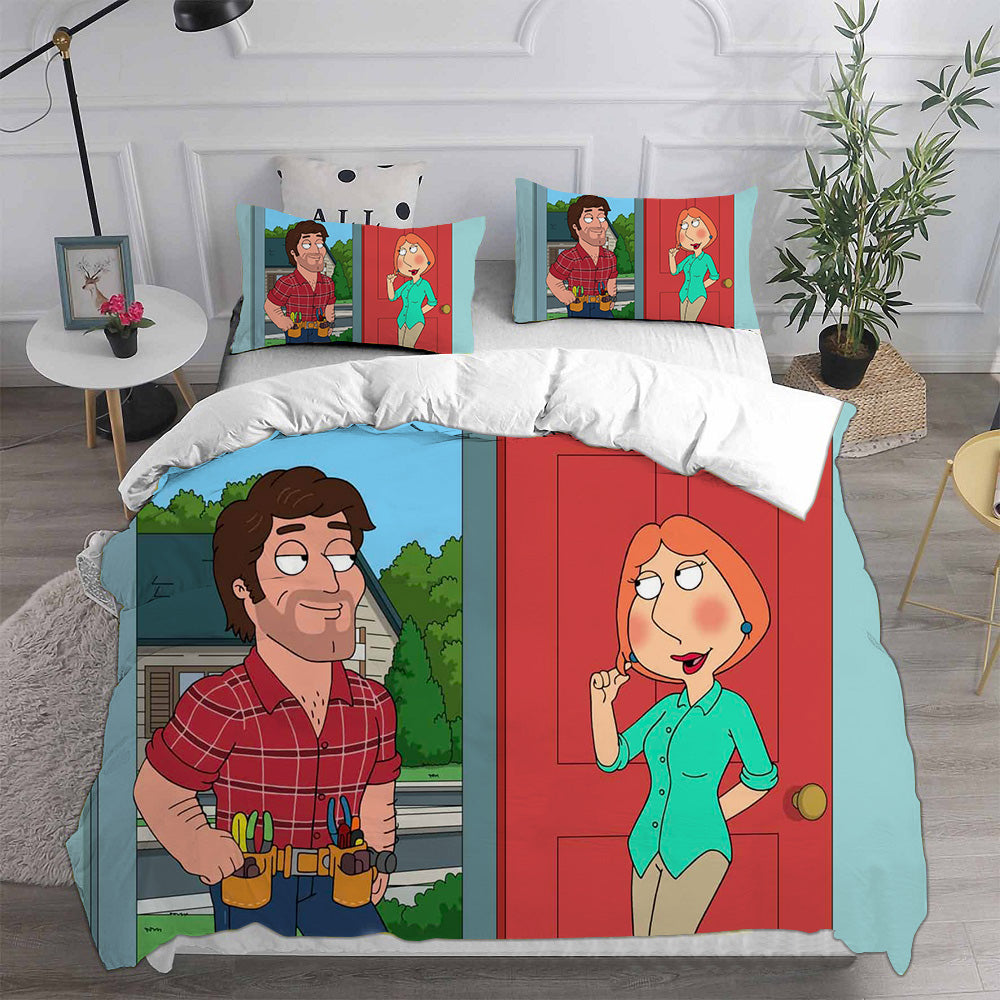 Family Guy Cosplay Bedding Set Duvet Cover Pillowcases Halloween Home Decor